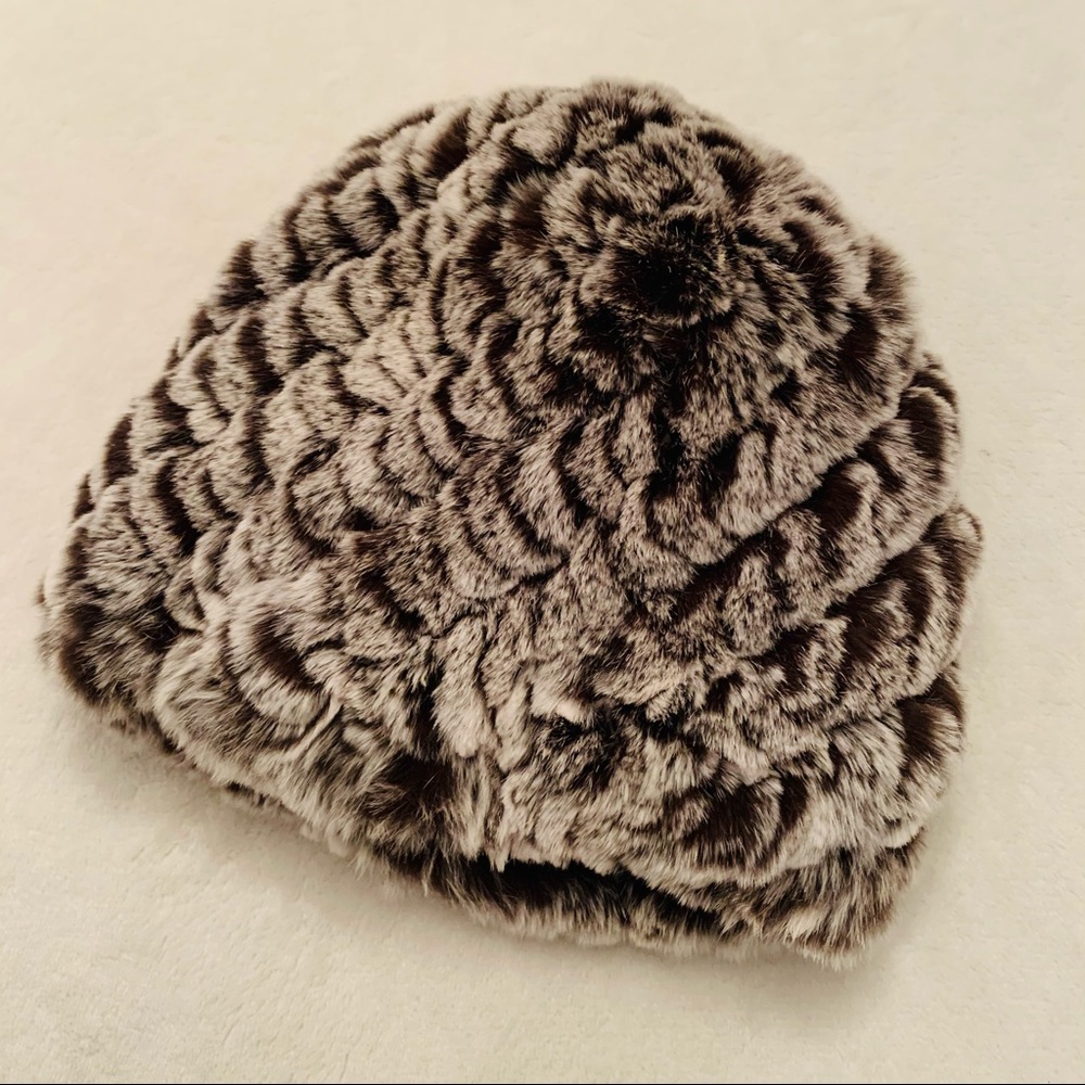100% FUR TOUQUE GENUINE REX RABBIT FUR IN WINTER COCOA